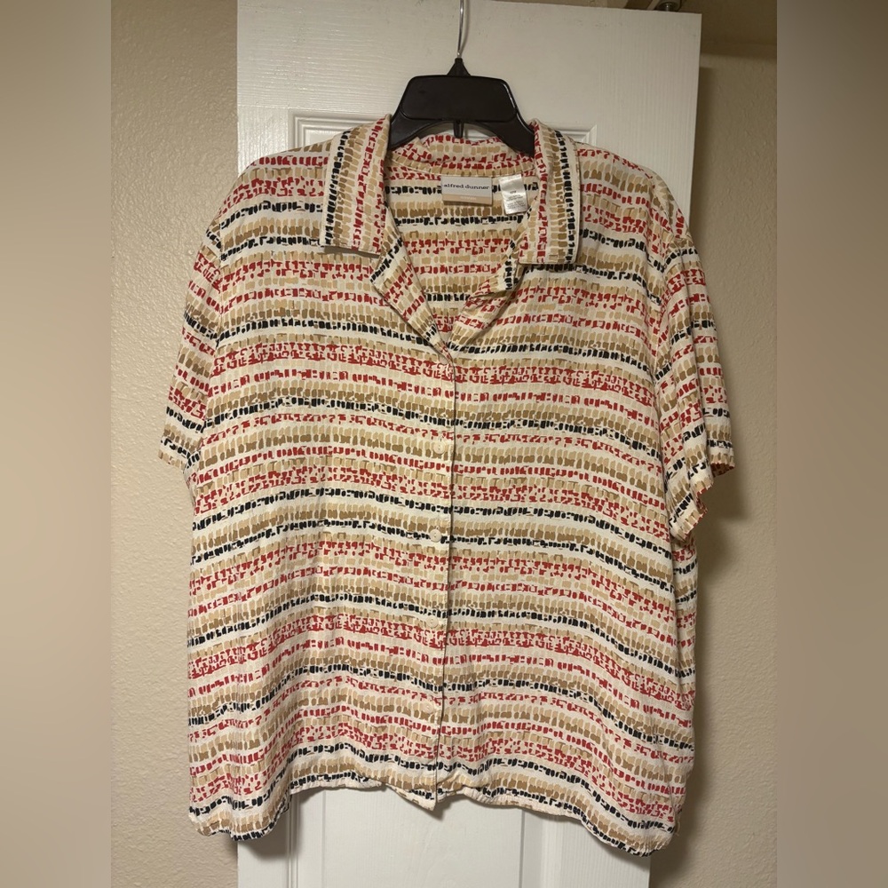 Alfred Dunner Red and Tan Textured Blouse size 22W